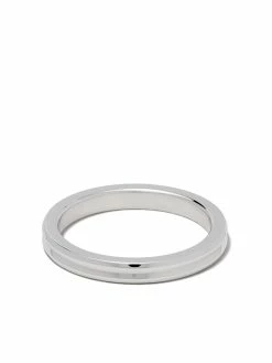 Le Gramme 18kt white polished gold Horizontal Guilloche ring