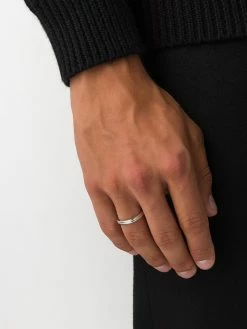 Le Gramme 18kt white polished gold Horizontal Guilloche ring