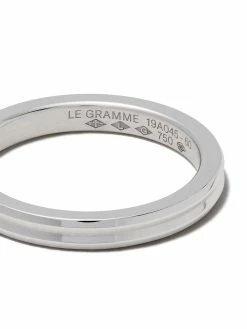 Le Gramme 18kt white polished gold Horizontal Guilloche ring